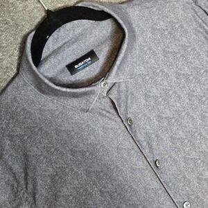 Bugatchi Shirt Mens XL Charcoal OoohCotton Tech Stretch Button Up‎ Long Sleeve